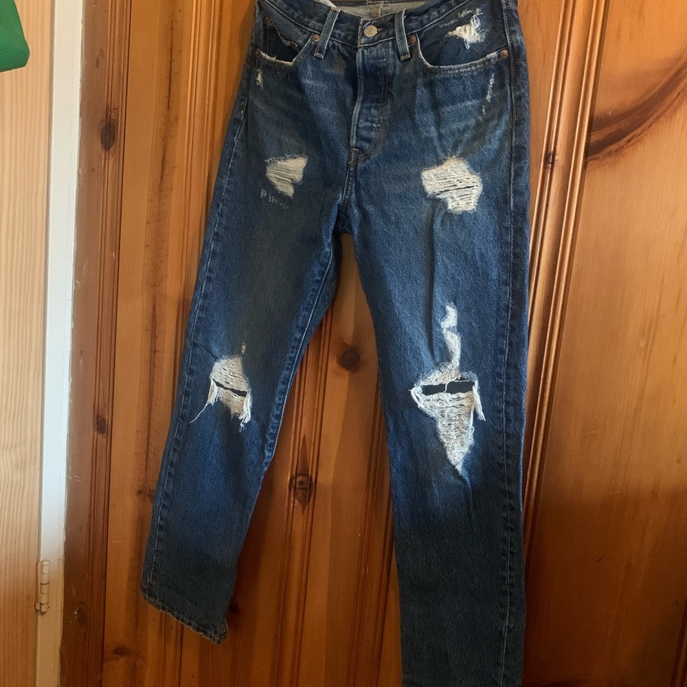 Distressed Blue Jeans